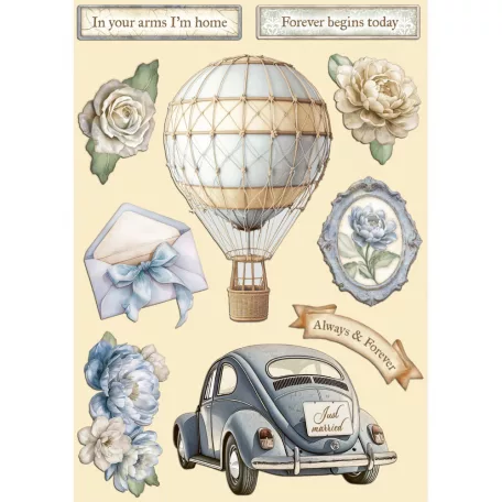 Stamperia Timeless Fa dísíztőelem A5 Endless blue Wooden Shapes (1 ív)