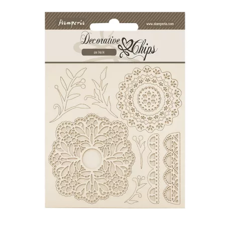 Stamperia Timeless Chipboard 14x14 cm Lace Decorative Chips (1 ív)
