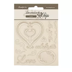   Stamperia Timeless Chipboard 14x14 cm Hearts Decorative Chips (1 ív)
