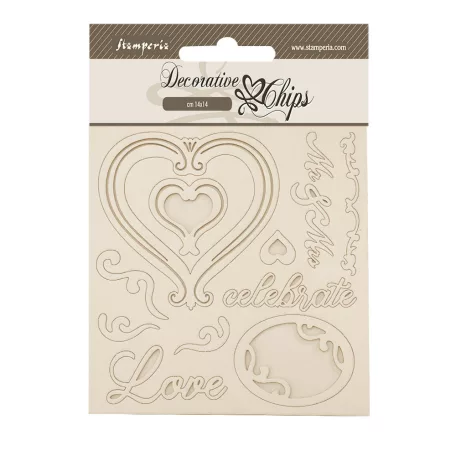 Stamperia Timeless Chipboard 14x14 cm Hearts Decorative Chips (1 ív)
