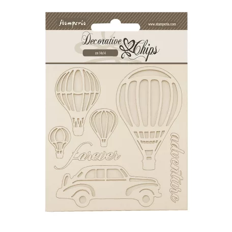 Stamperia Timeless Chipboard 14x14 cm Air balloons Decorative Chips (1 ív)