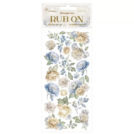 Stamperia Timeless Kaparós matrica  Flowers Rub-On (1 ív)