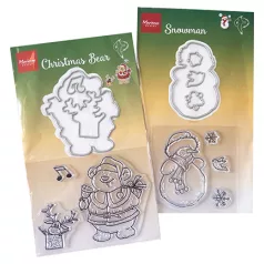   Marianne Design Vágósablon, bélyegzővel - Product Assorti Set, Bear & snowman - Product Assorti (1 csomag)