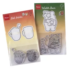   Marianne Design Vágósablon, bélyegzővel - Product Assorti Set, Hot drinks - Product Assorti (1 csomag)