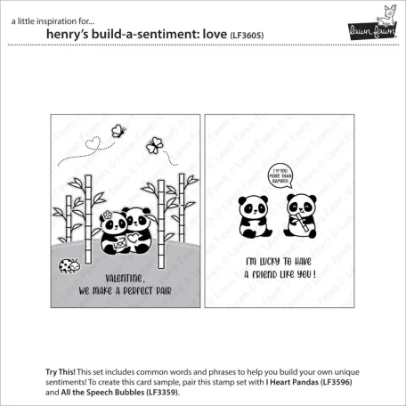 Lawn Fawn Henry's Build-A-Sentiment: Love Szilikonbélyegző LF3605 Clear Stamps (1 csomag)