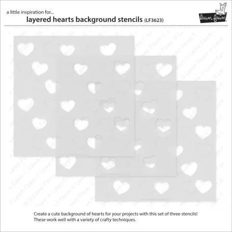 Lawn Fawn Layered Hearts Background Stencil LF3623 Lawn Clippings Coloring Stencils (1 csomag)