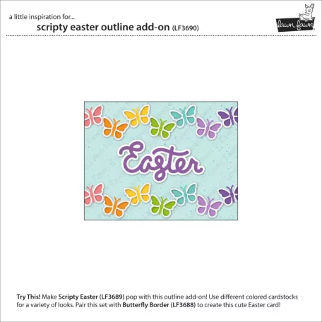 Lawn Fawn Scripty Easter Outline Add-On Vágósablon LF3690 Lawn Cuts (1 csomag)