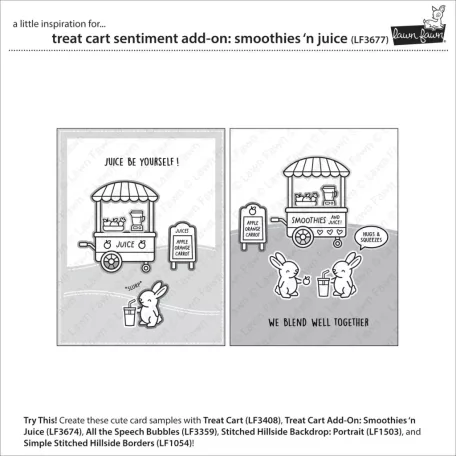 Lawn Fawn Treat Cart Sentiment Add-On: Smoothies 'N Juice Szilikonbélyegző LF3677 Clear Stamps (1 csomag)