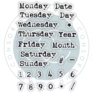   Fotopolimer bélyegző Days of the Week Craft Consortium A6 Clear Photopolymer Stamps (1 csomag)