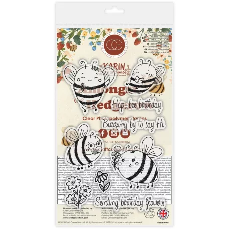 Amongst the Hedgerow - Buzzing Fotopolimer bélyegző Craft Consortium A6 Clear Photopolymer Stamps (1 csomag)