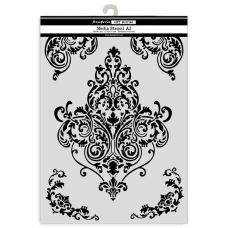 Stamperia Frieze and Corners Vastag stencil A3  Art Stories A3 Big Stencil Frieze and Corners (KSTDA3001) (1 db)