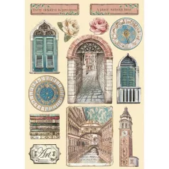   Stamperia Venice City of Art Fa dísíztőelem A5 Endless blue Wooden Shapes (1 ív)