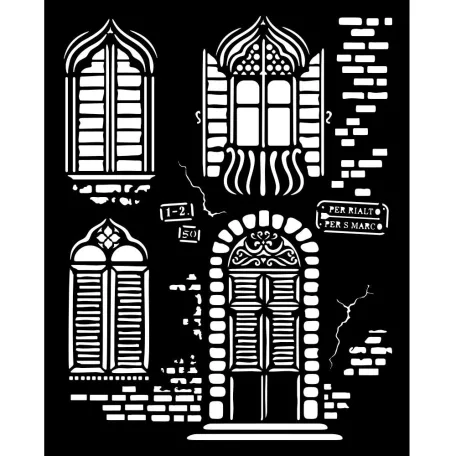 Stamperia Venice City of Art Vastag stencil 20x25cm Windows Thick Stencil  (1 db)