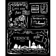   Stamperia Venice City of Art Vastag stencil 20x25cm Cards Thick Stencil  (1 db)