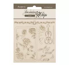   Stamperia Venice City of Art Chipboard 14x14 cm Roses and Frame Decorative Chips (1 ív)