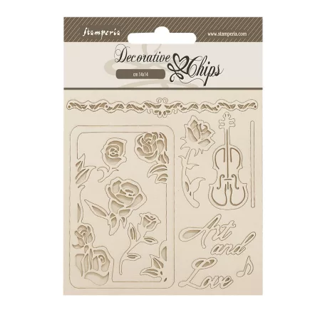 Stamperia Venice City of Art Chipboard 14x14 cm Roses and Frame Decorative Chips (1 ív)