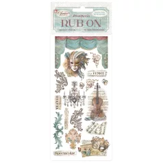   Stamperia Venice City of Art Kaparós matrica  Masks Rub-On (1 ív)