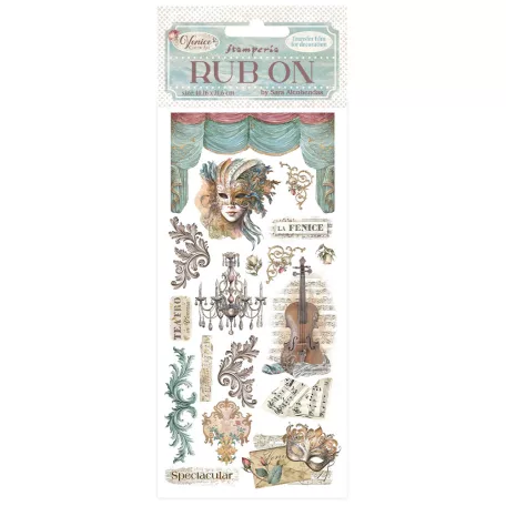 Stamperia Venice City of Art Kaparós matrica  Masks Rub-On (1 ív)