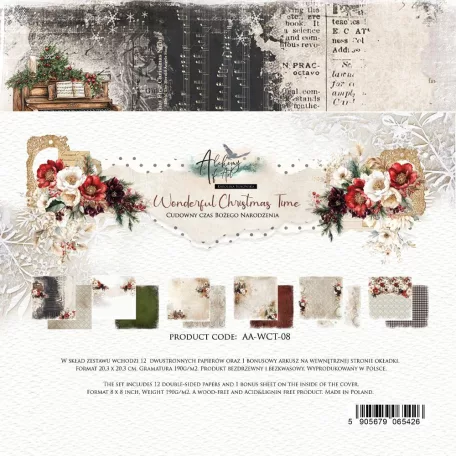 Alchemy of Art Papírkészlet 8" (20 cm) Wonderful Christmas Time Paper Collection Set (12 lap)