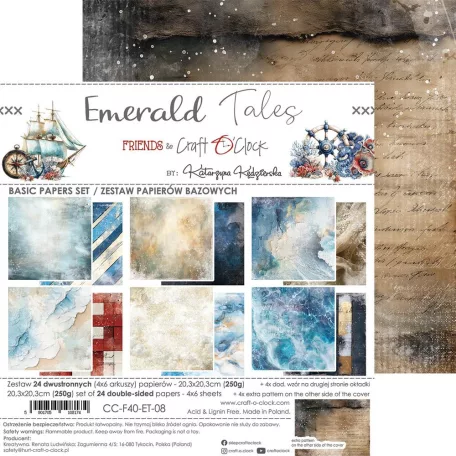 Craft O'Clock Scrapbook papírkészlet 8" (20 cm) Emerald Tales Basic Paper Set (24 ív)