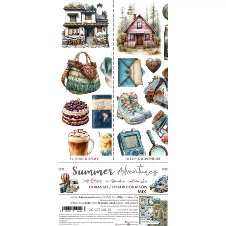 Craft O'Clock Kivágóív Summer Adventures Mix Extras to Cut Set (18 ív)
