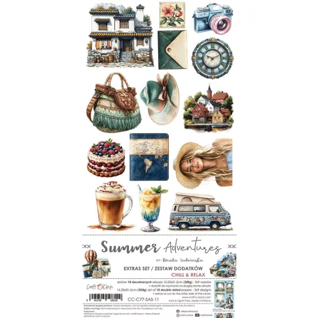 Craft O'Clock Kivágóív Summer Adventures Mix Extras to Cut Set (18 ív)