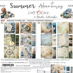   Craft O'Clock Scrapbook papírkészlet 8" (20 cm) Summer Adventures Mix Paper Set (24 ív)