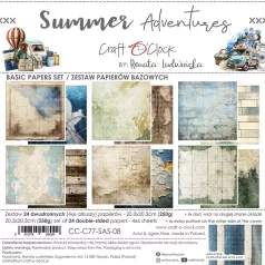   Craft O'Clock Scrapbook papírkészlet 8" (20 cm) Summer Adventures Basic Paper Set (24 ív)