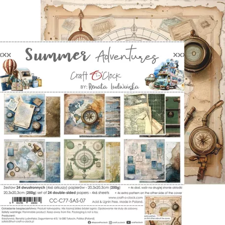 Craft O'Clock Scrapbook papírkészlet 8" (20 cm) Summer Adventures Paper Collection Set (24 ív)