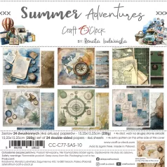   Craft O'Clock Scrapbook papírkészlet 6" (15 cm) Summer Adventures Paper Collection Set (24 ív)