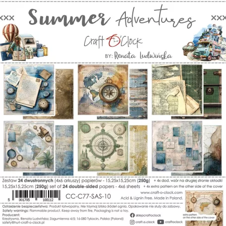 Craft O'Clock Scrapbook papírkészlet 6" (15 cm) Summer Adventures Paper Collection Set (24 ív)