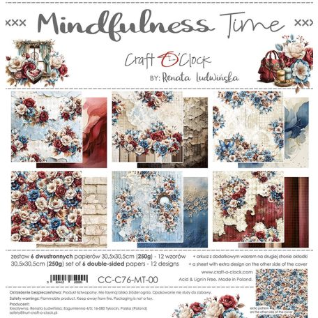 Craft O'Clock Scrapbook papírkészlet 12" (30 cm) Mindfulness Time Paper Collection Set (6 ív)