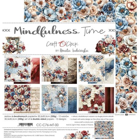 Craft O'Clock Scrapbook papírkészlet 12" (30 cm) Mindfulness Time Paper Collection Set (6 ív)