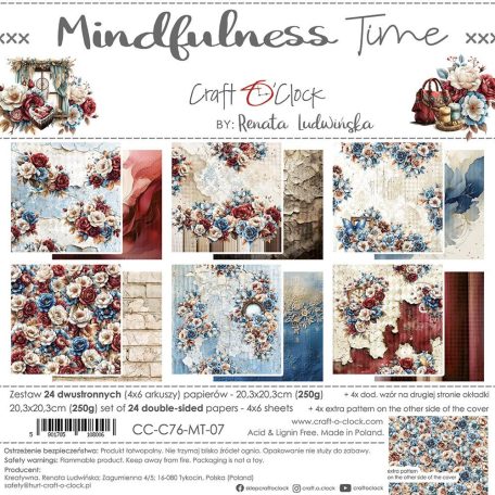 Craft O'Clock Scrapbook papírkészlet 8" (20 cm) Mindfulness Time Mix Paper Set (24 ív)