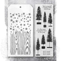   Stencil és bélyegző készlet Bottlebrush Trees Tim Holtz Stamps/Stencil  (1 csomag)