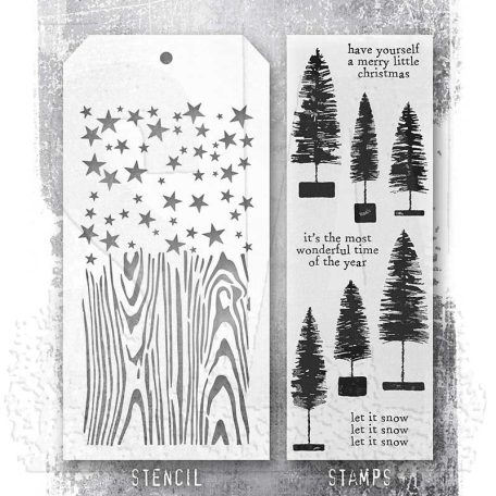 Stencil és bélyegző készlet Bottlebrush Trees Tim Holtz Stamps/Stencil  (1 csomag)