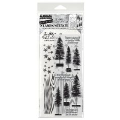   Stencil és bélyegző készlet Bottlebrush Trees Tim Holtz Stamps/Stencil  (1 csomag)
