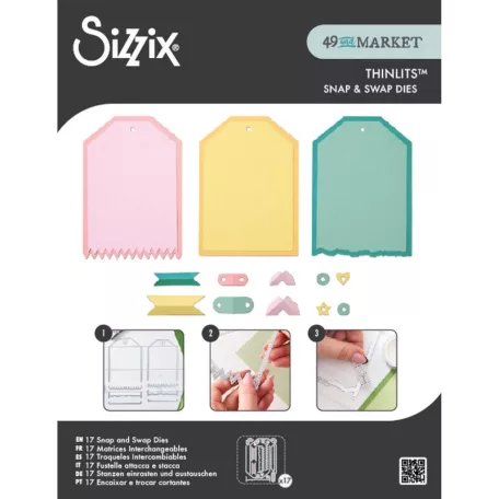 SIZZIX vágósablon  - Snap and Swap Large Tags - 49 and Market - Thinlits Die Set  (1 csomag)