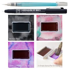   Kuretake / ZIG  Illustration Watercolor Set – japán akvarell és kontúrtoll készlet (1 csomag)