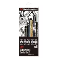   Kuretake / ZIG Illustration Basic Set2 – japán illusztrációs tollkészlet (5 db)