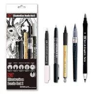   Kuretake / ZIG Illustration Basic Set2 – japán illusztrációs tollkészlet (5 db)