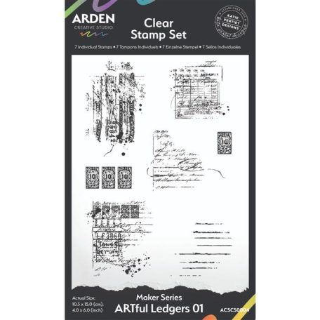 Arden Creative Studio Maker Series Szilikonbélyegző 10x15cm ARTful Ledgers 01 Clear Stamp Set (1 csomag)