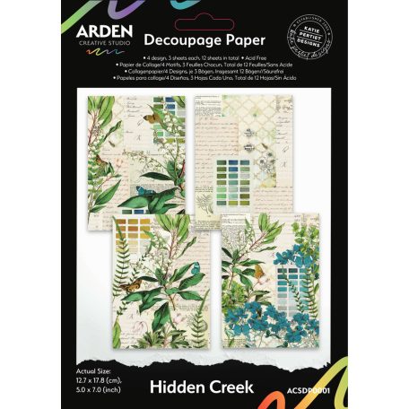 Arden Creative Studio Hidden Creek Rízspapír 13x18cm  Decoupage Paper (1 csomag)