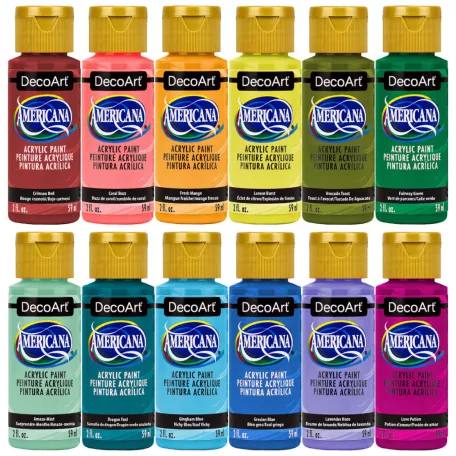 12 db Akrilfesték - matt 59 ml, Új színek 2025 / DecoArt Americana® Acrylics (1 csomag)