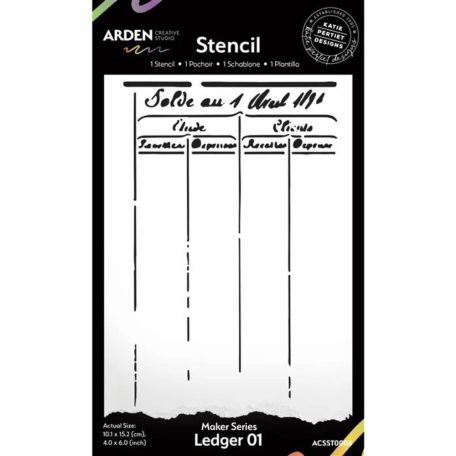 Arden Creative Studio Maker Series Stencil 10x15cm Ledger 01 Stencil  (1 db)
