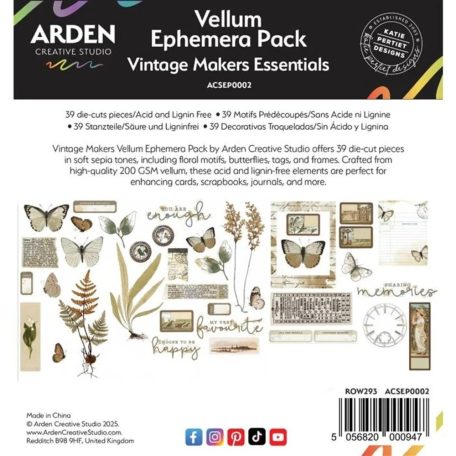 Arden Creative Studio Vintage Makers Kivágatok Ephemera Pack Vellum (1 csomag)