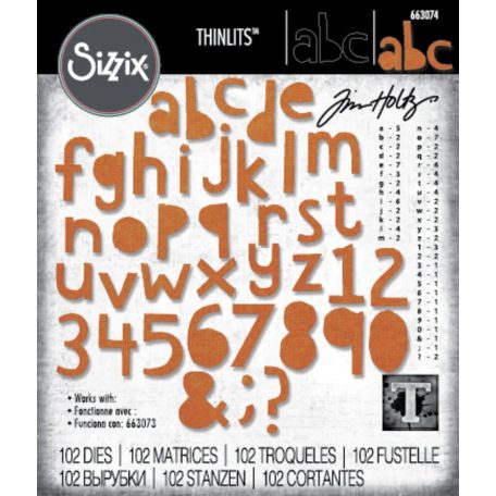 SIZZIX vágósablon  - Alphanumeric Cutout Lower - Tim Holtz - Thinlits Die Set  (1 csomag)