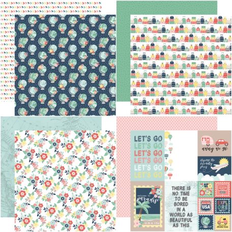 Echo Park Scrapbook papírkészlet 12" (30 cm) - Away We Go - Scrapbook papers (12 ív)