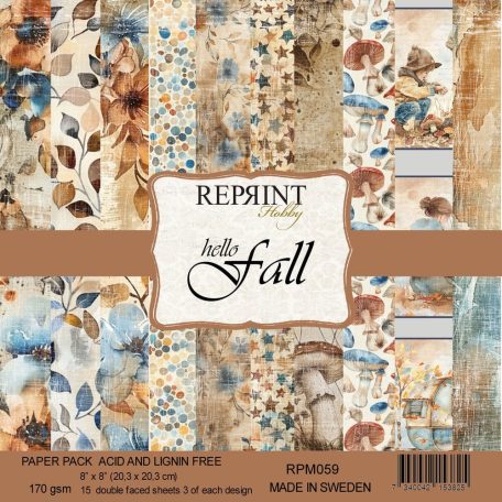 Scrapbook papírkészlet 8" (20 cm) - Hello Fall - Reprint Paper Pack (15 ív)