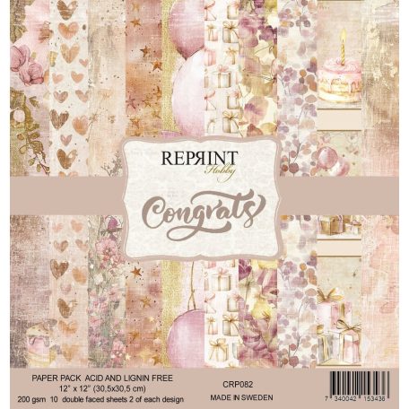 Scrapbook papírkészlet 12" (30 cm) - Congrats - Reprint Paper Pack (10 ív)